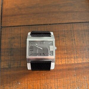 Armani Exchange Rectangular Silver and Black Watch